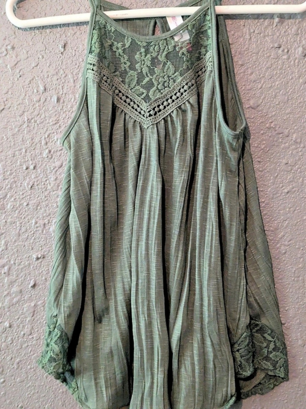 Sz M Lace Detail Green Camisole